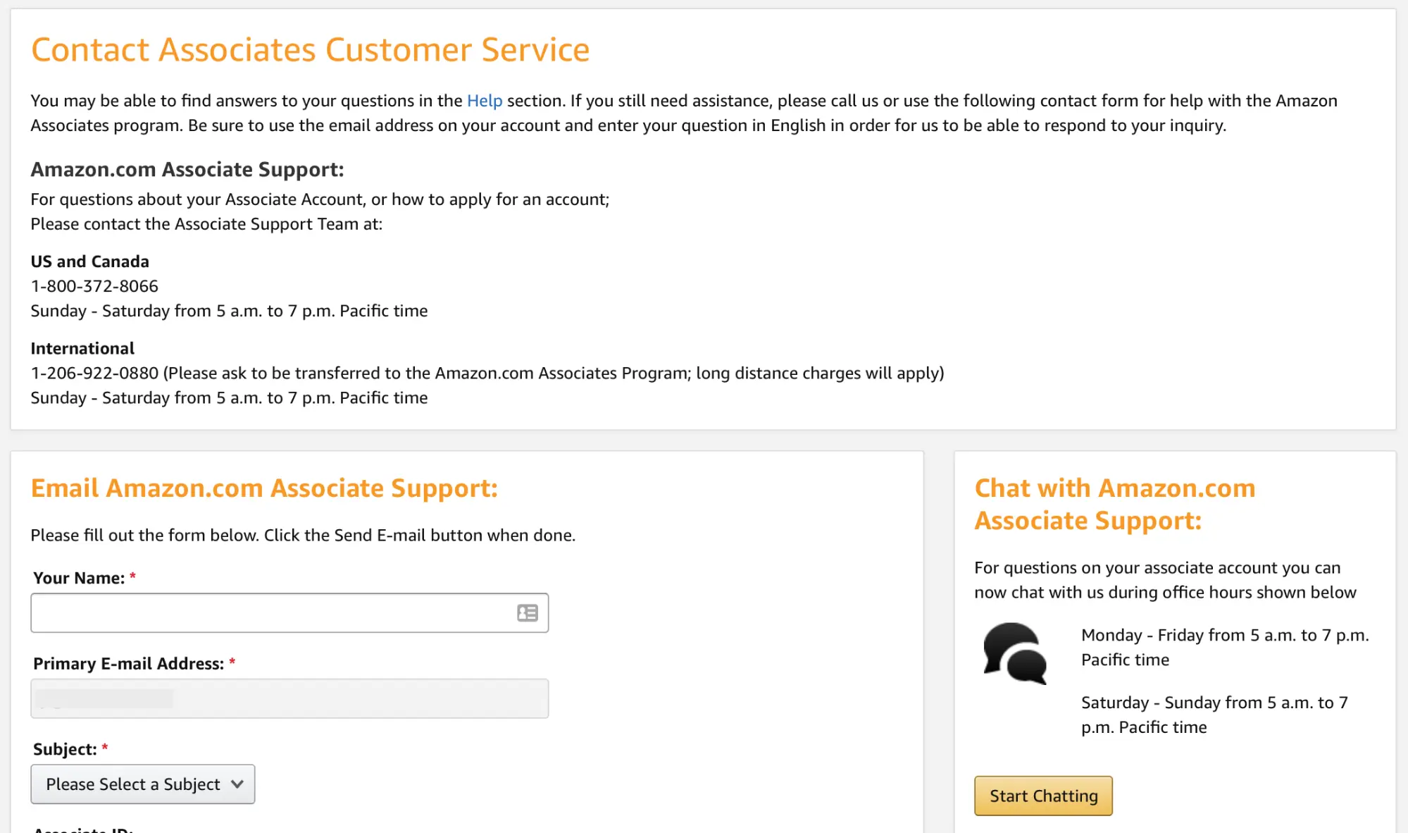 Contact associates customer service
